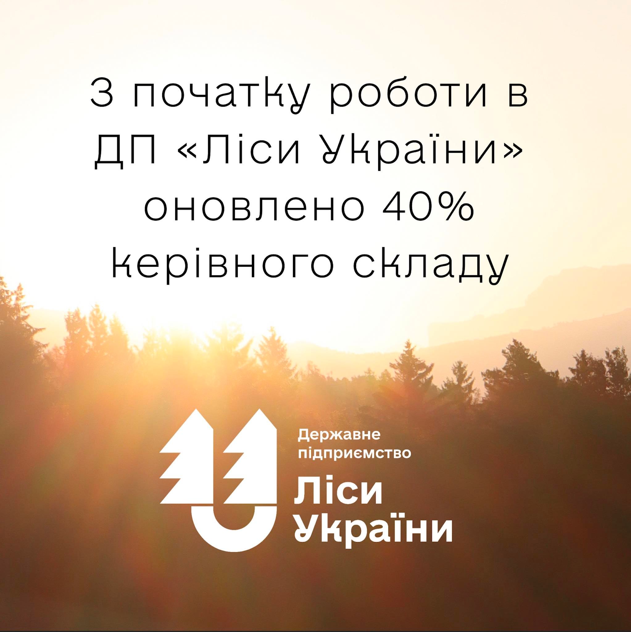 З початку роботи ДП “Ліси України” звільнили 56 керівників філій, оновлено 40% керівного складу