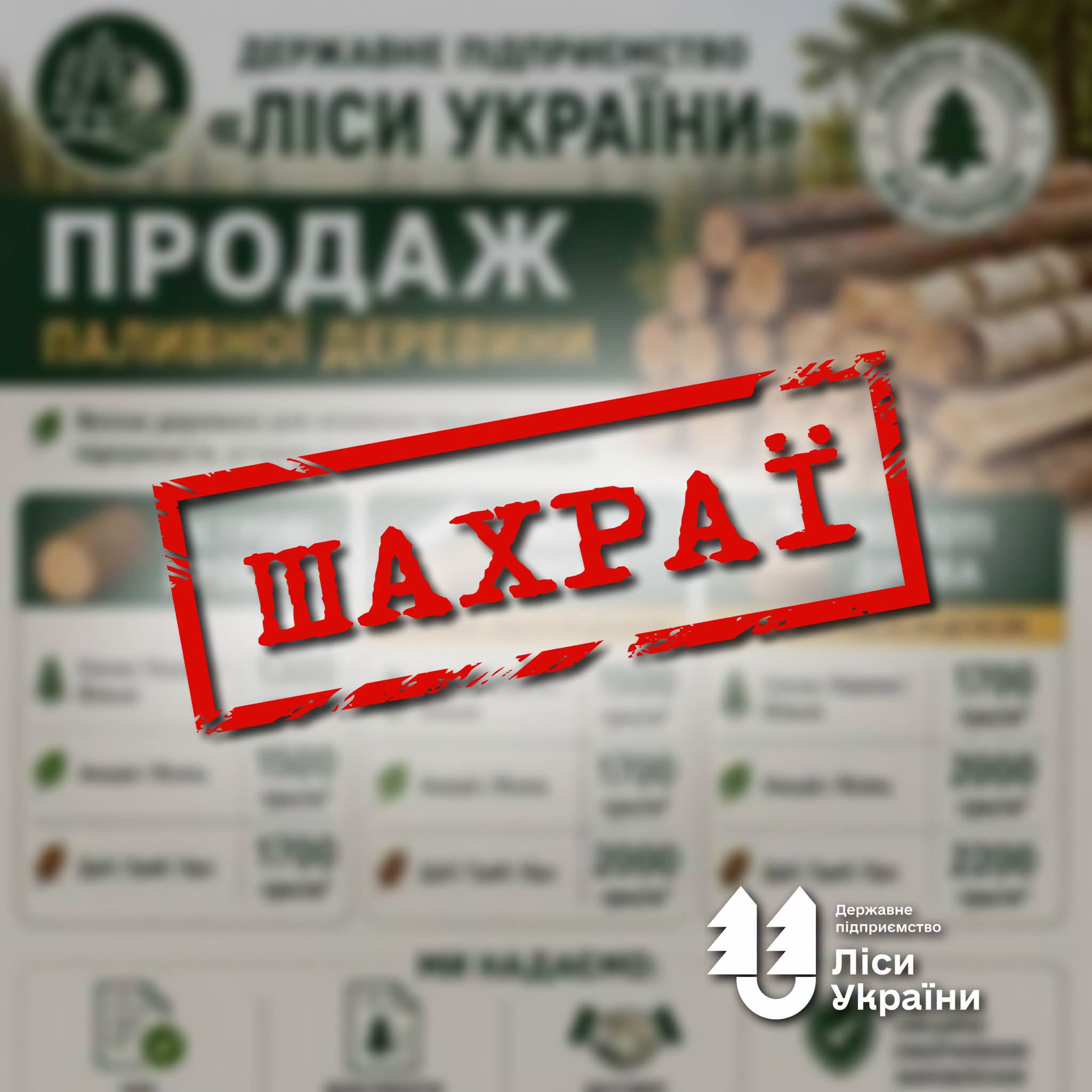 Нова схема шахрайства: фейкові акаунти та ШІ-інфографіки про продаж дров від імені ДП «Ліси України»